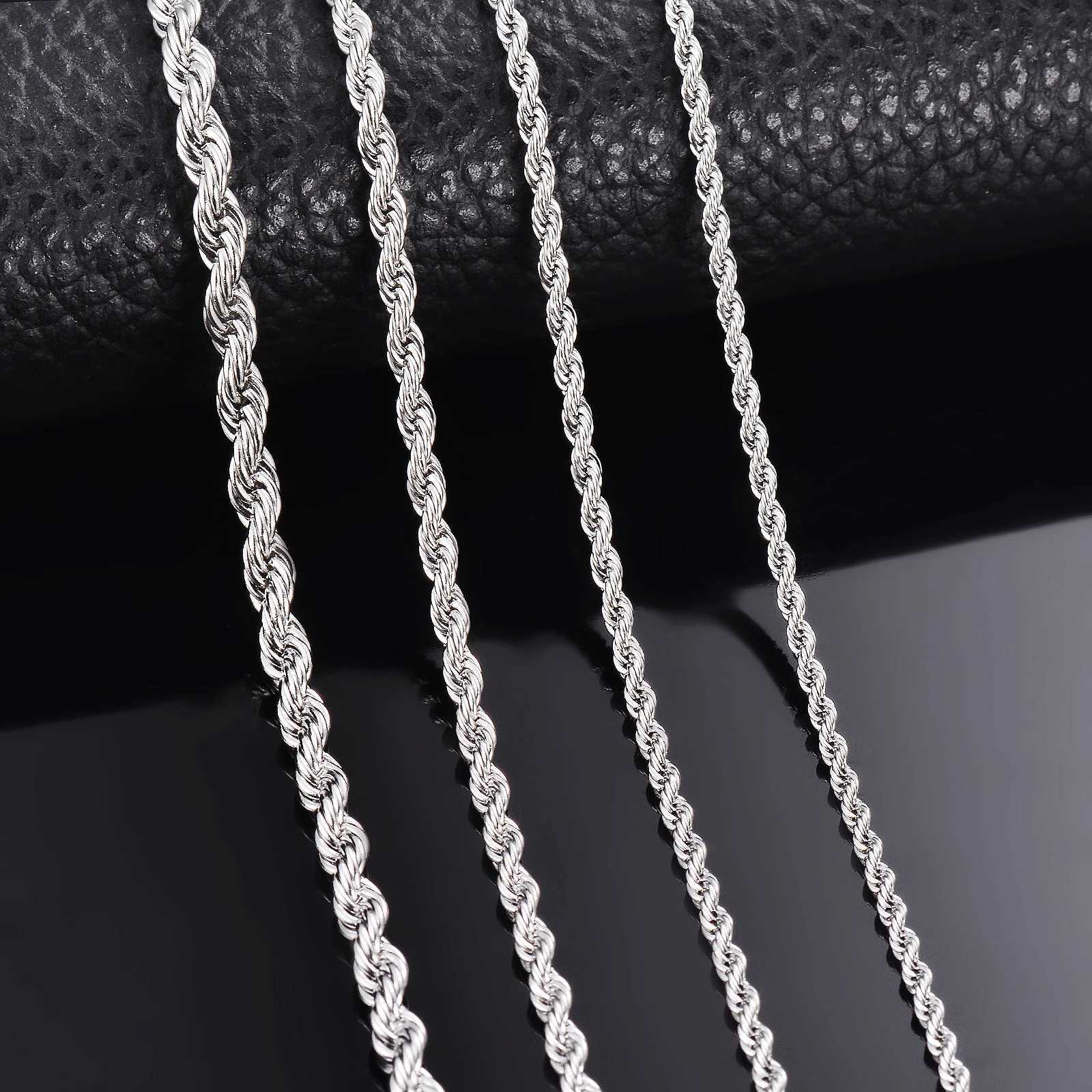 1 Piece Steel Color Width 2mm/2.5mm/3mm/4mm/5mm/6mm Rope Chain Necklace/Bracelet for Men Women Stainless Steel Chain Necklace XJ250708