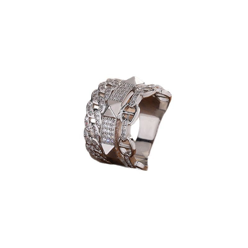 2025 Choucong Ins Top Sell Sparkling Vintage Jewelry 18K White Gold Fill Pave White Sapphire CZ Diamond Gemstones Geometry Women Wedding Band Ring Gif