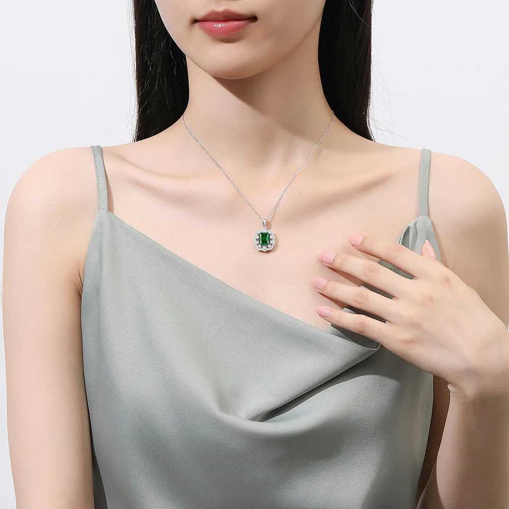 925 Sterling Silver Princess Cut Pendant Necklace for Women Square Bag Style Fashion Jewelry Z250910