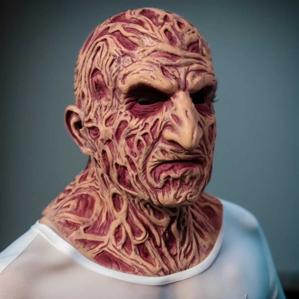 Freddy Krueger Full Face Cosplay Mask Horror Latex Headgear for Halloween Nightmare on Elm Street Party Costume AccessoryXJ250728