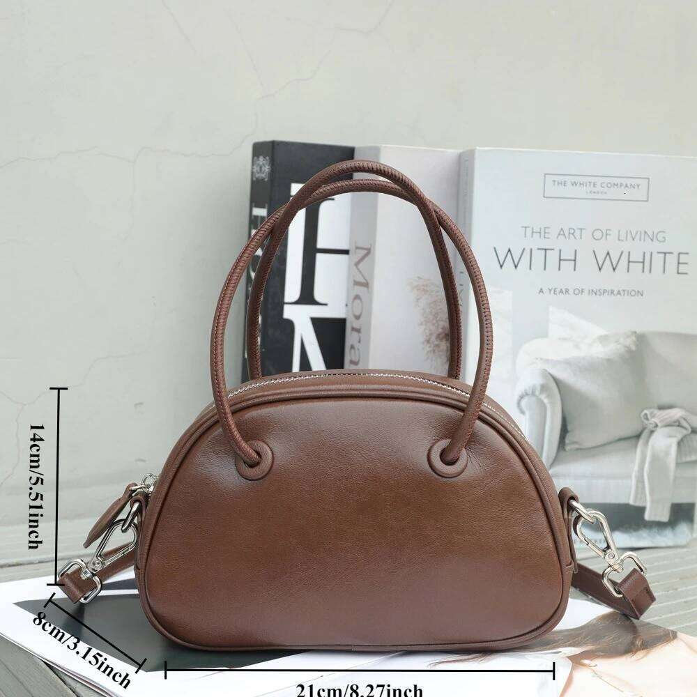 Designer Bags Women's Small Shoulder Bag Genuine Leather Handbag Top Grain Cowhide Popular And Fashionable Underarm Bowling Purse Luxury Bag