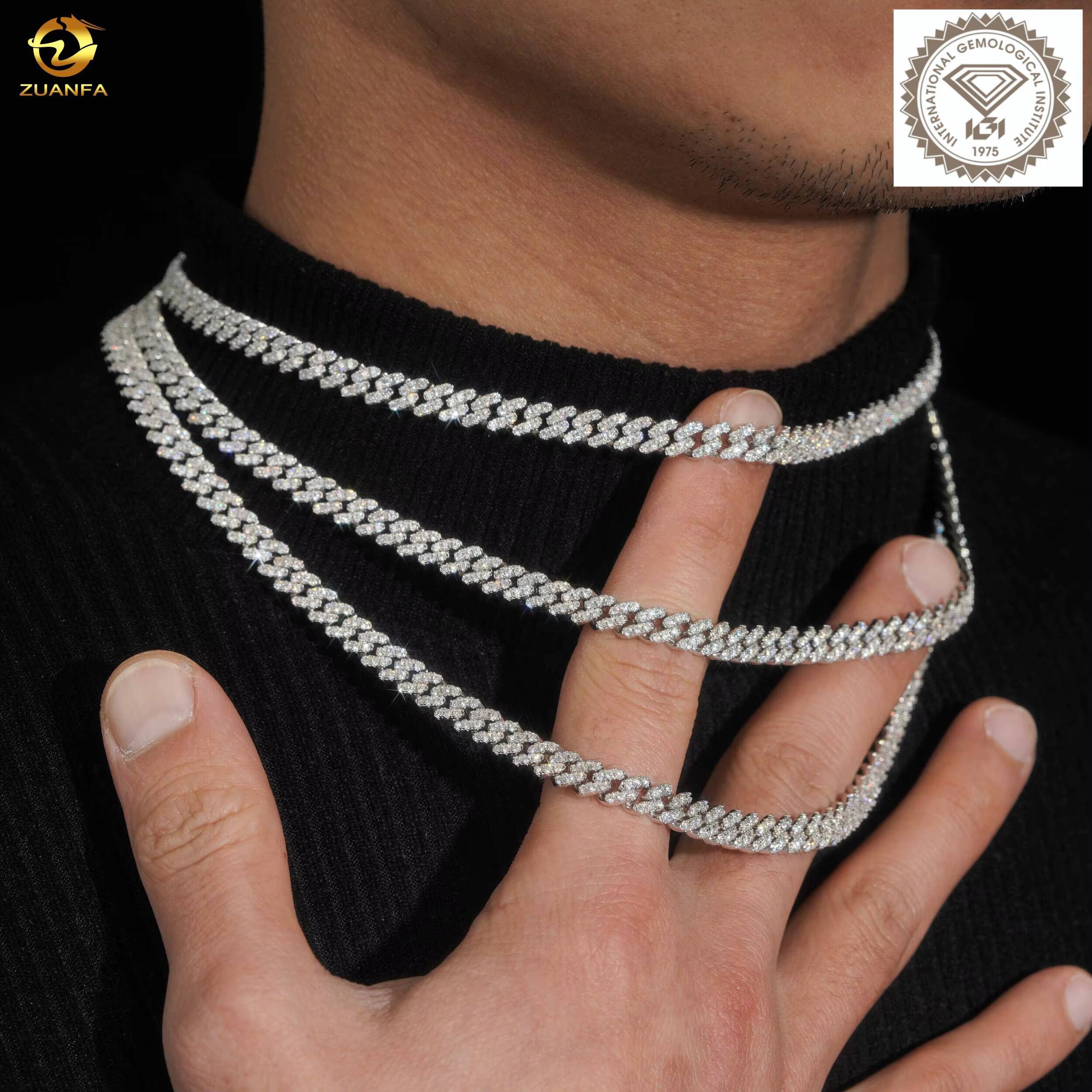 Custom Name Lock Clasp S925 Sterling Silver Iced Out 6MM Cuban Link Chain Hip Hop Lab Grown Diamond Necklace