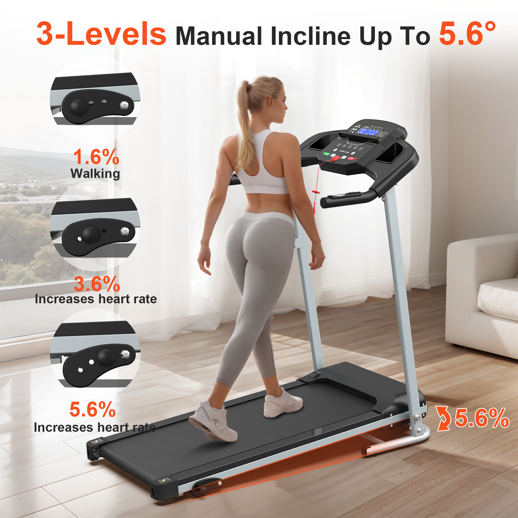 Multi-functional Household Folding Running Machine with Adjustable Speed Settings