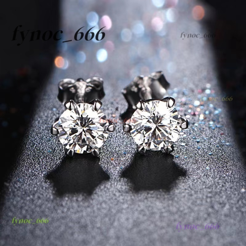 Hot Sale Classic Fast Shipping 925 Sterling Silver 6.5mm1ct Moissanite Six-claw Earrings High Quality Womens Jewelry