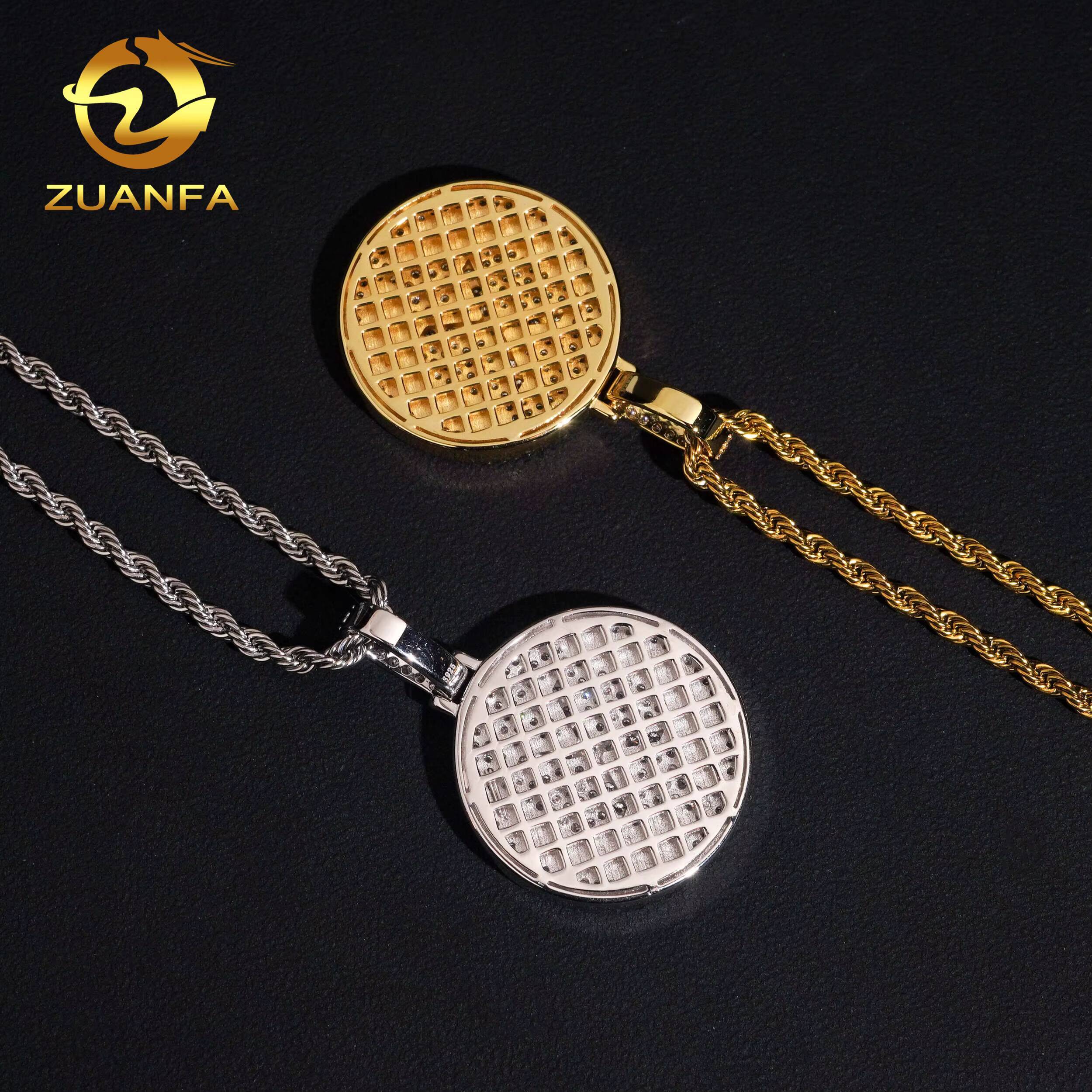 American Local Stocks Circle Pendant Moissanite Iced Out Jewelry Custom Moissanite Hip Hop Pendant Charm for Men