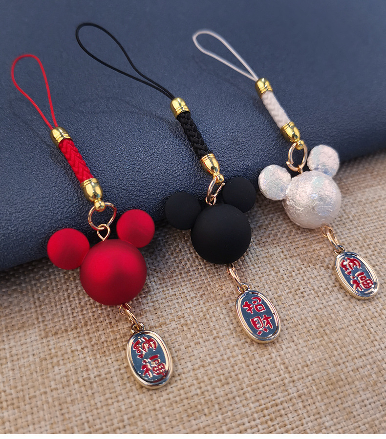 Mobile phone lanyard short pendant cute Mickey pendant Zhaocai Nafu pendant national style Chinese knot pendant woven hanging 250726