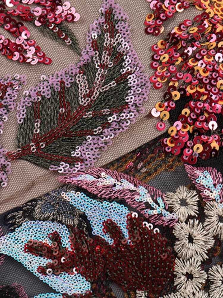 New Sexy Strapless Floral Sequin Long Dress Women Sequins Flower Backless Long Slim Dress Evening Party Runway Gown Dress Z250728