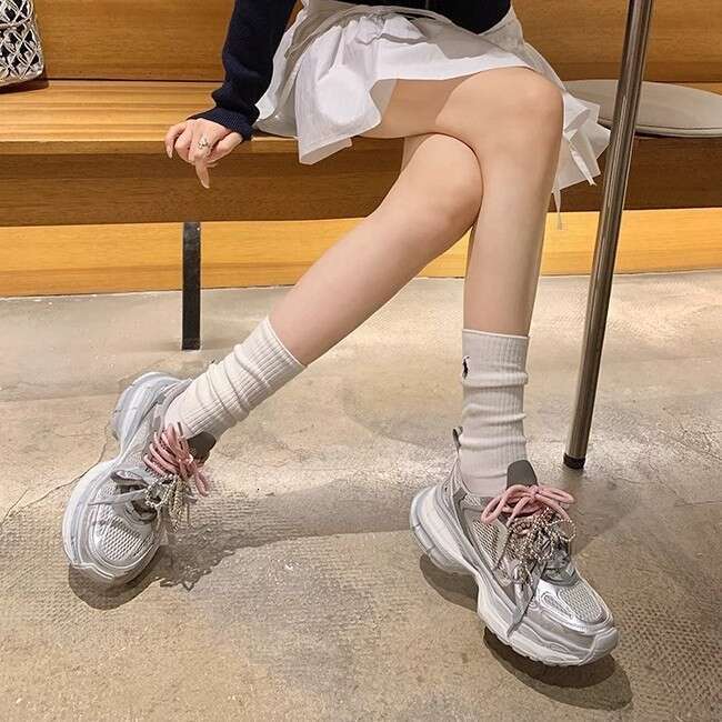 Su Yinyin Summer New Dad for Women 2025 College Style Thick-Soled Sneakers Mesh Breathable Casual Shoes Versatile