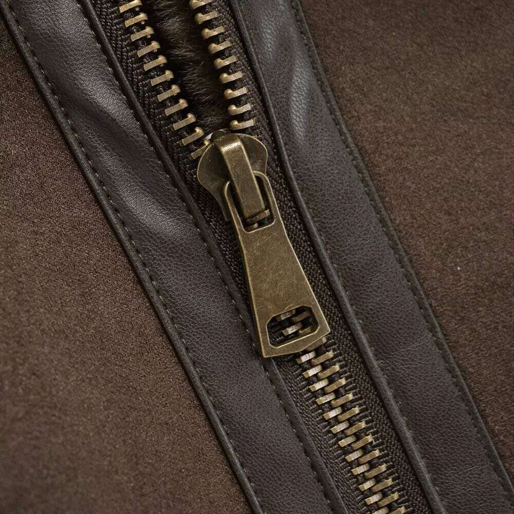 2024 Women's Autumn And Winter New Fur Effect Double-Sided Coat Motorcycle Jacket Short Lapel