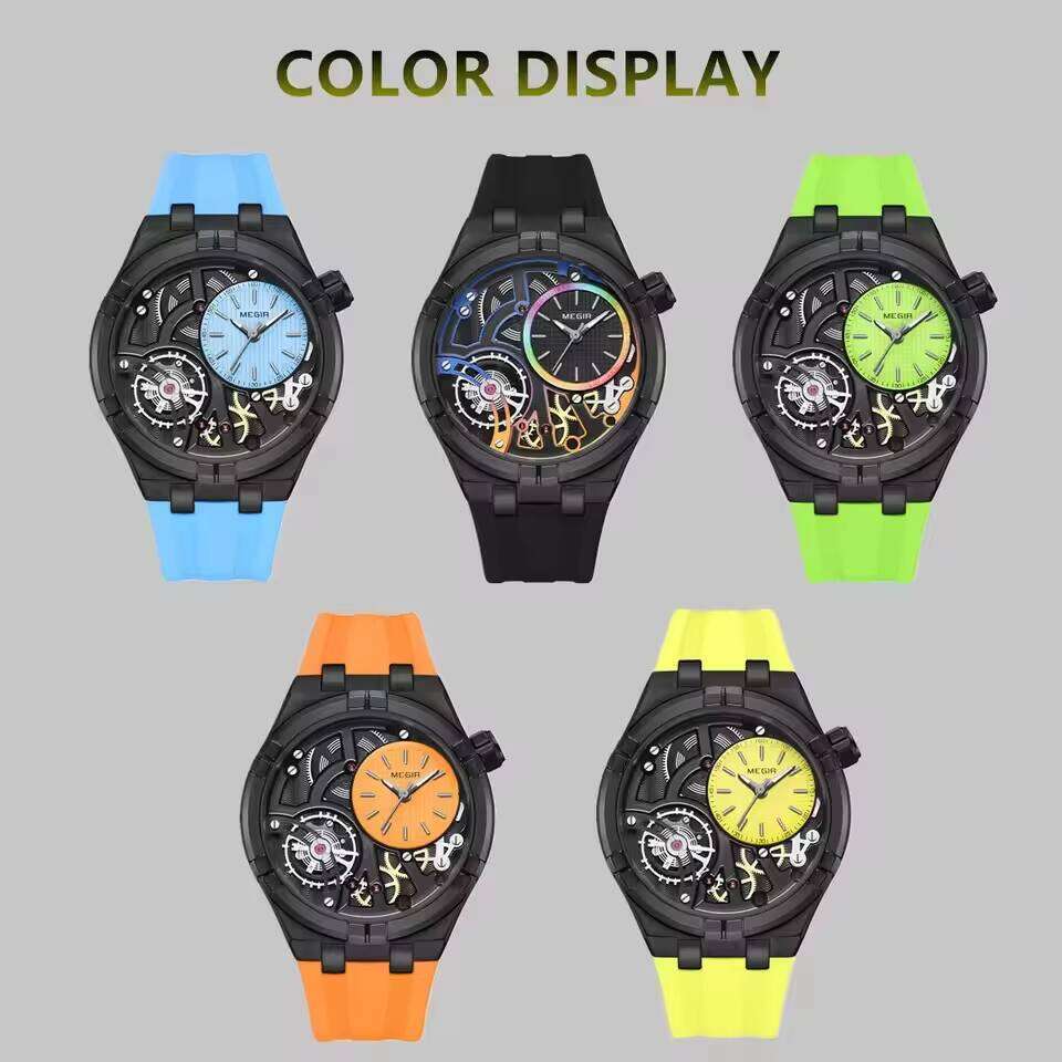 DHgargets MEGIR 8111 Dopamine Watch - 45mm Silicone Strap, Luminous, Waterproof 30M, Japanese Miyota Quartz, Fashion Unisex Watch