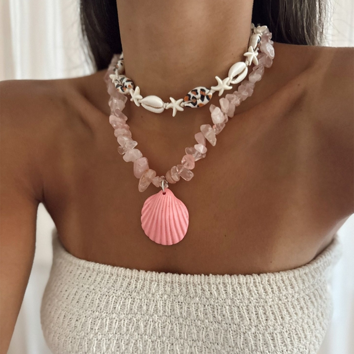 Bohemian Natural Stone Simple Fashion Ocean Shell Pendant Jewelry Necklace for Women Jewelry for Women