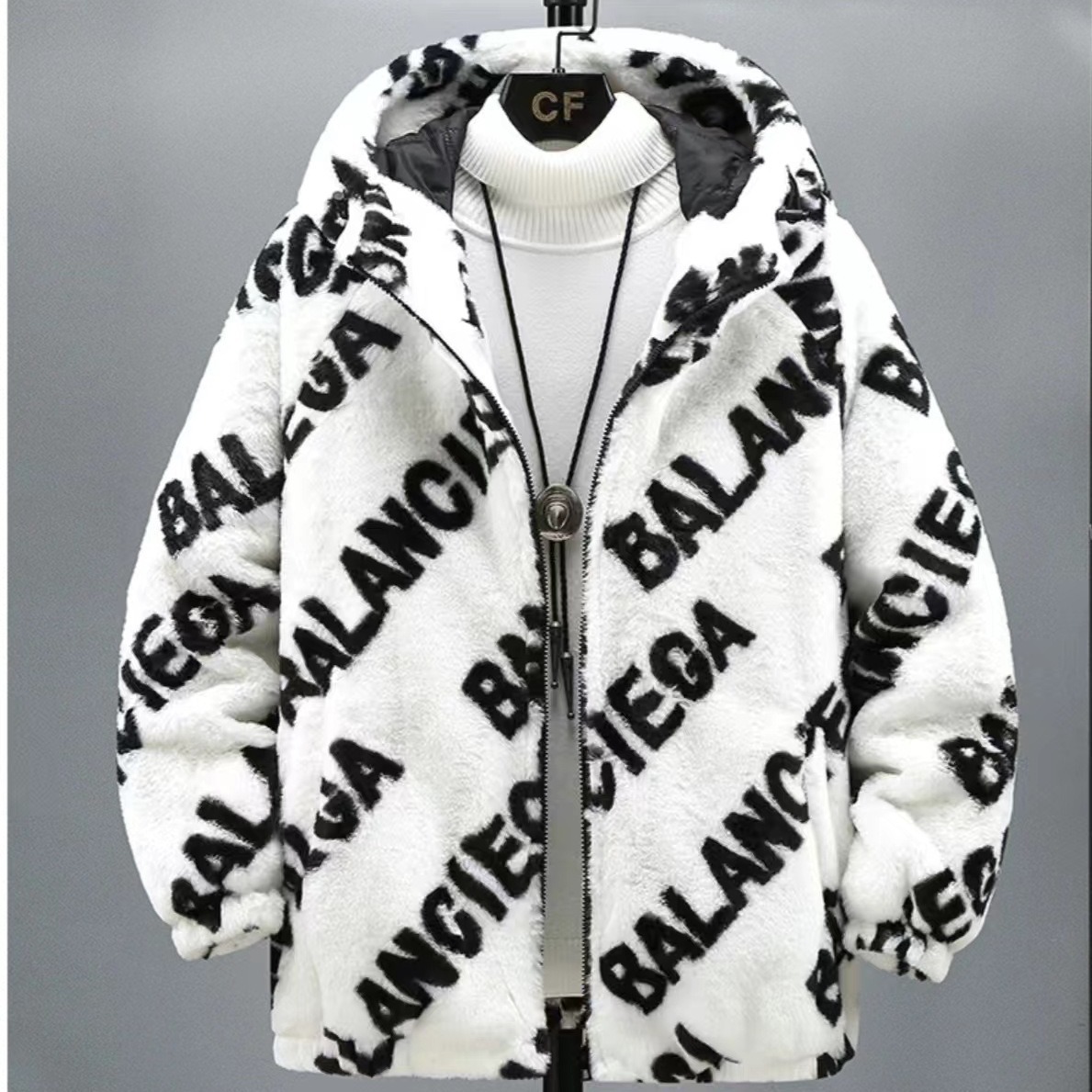 Free shipping designer Hong Kong Style Men Winter New Plush Jacket Cotton Coat Warm Loose Versatile Trendy Brand Padded Thickened Jacket