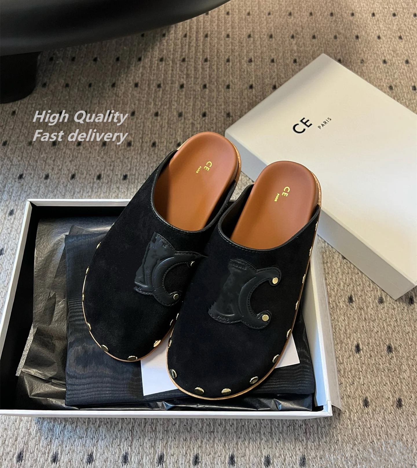 Luxury Designer Women's Clogs Half Slippers Flat Slip-On Beanie Shoes Vintage Single Wear cd Comfortable Footwear Bir scuff Slide ce Sandals cee