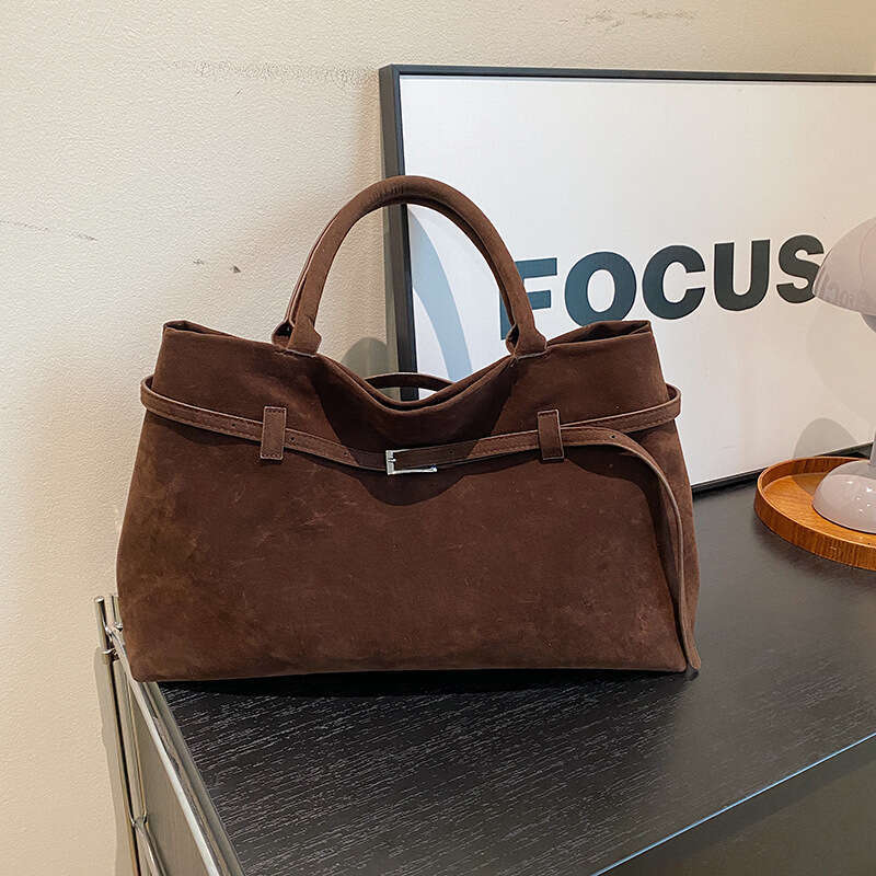 Cross-Border New Trendy Fashion Versatile Retro Suede Tote Design Handbag Shoulder Bag