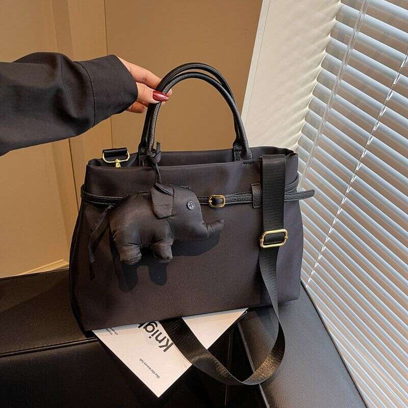 toteBag Shoulder bag ROSE NOIRE Large Capacity Bag 2025 New High-Quality Nylon Fabric Handbag Wide Strap Crossbody Fashion Commuter Shoulder Tote