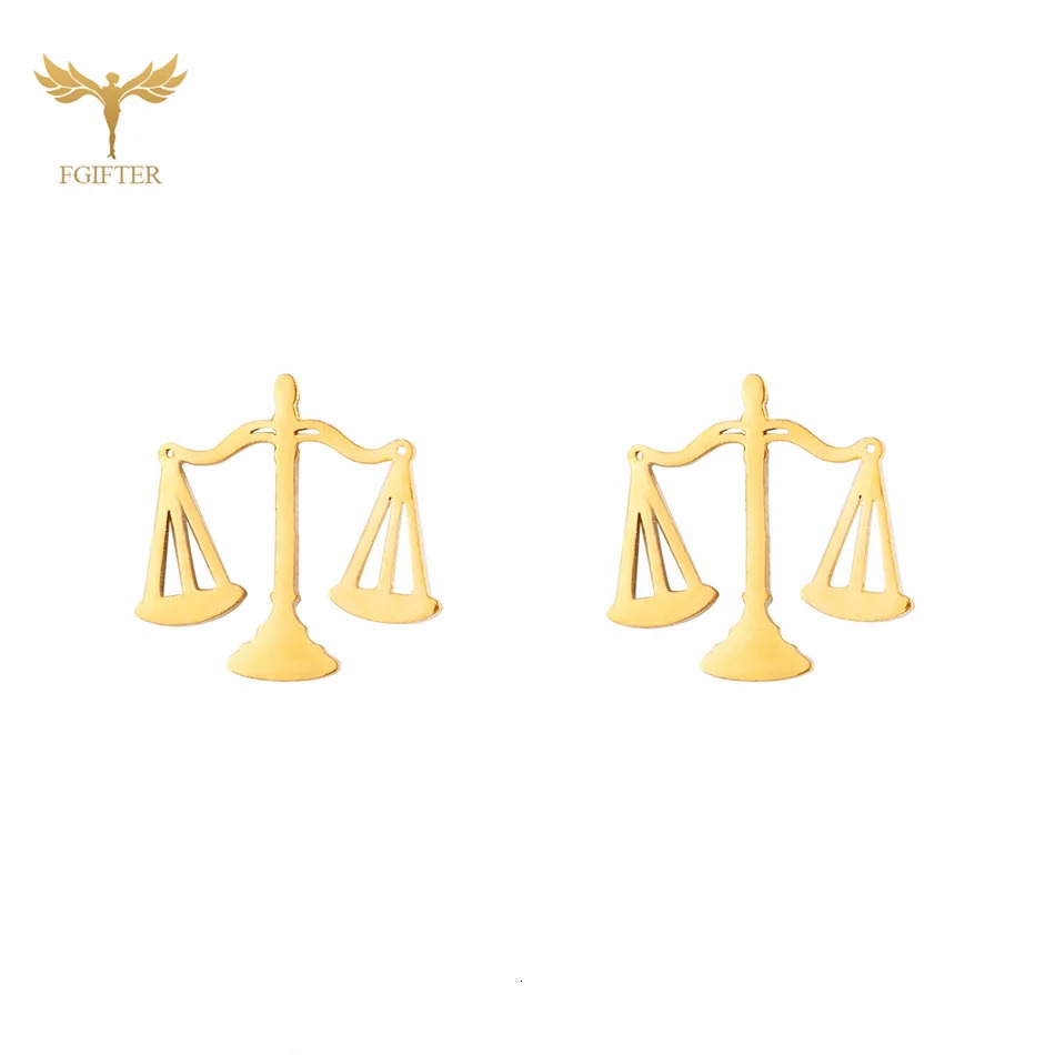 Scale Pendant Necklace Earring Set Stainless Steel Accessories Western Goddess of Justice Symbol Fairness Woman Jewelry 250715