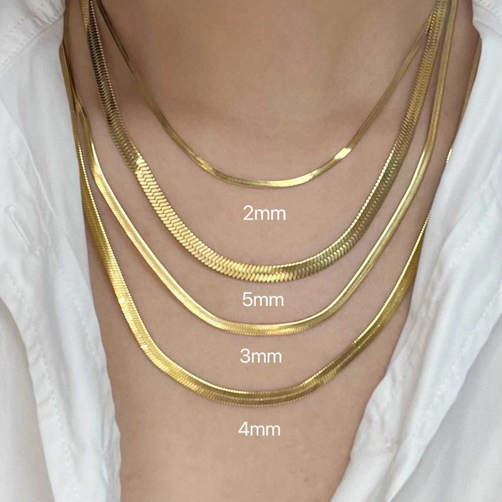 40/45/50mm Snake Chain Necklace Choker Stainless Steel Herringbone Gold Color Jewelry Gift for Women and Men XJ250708