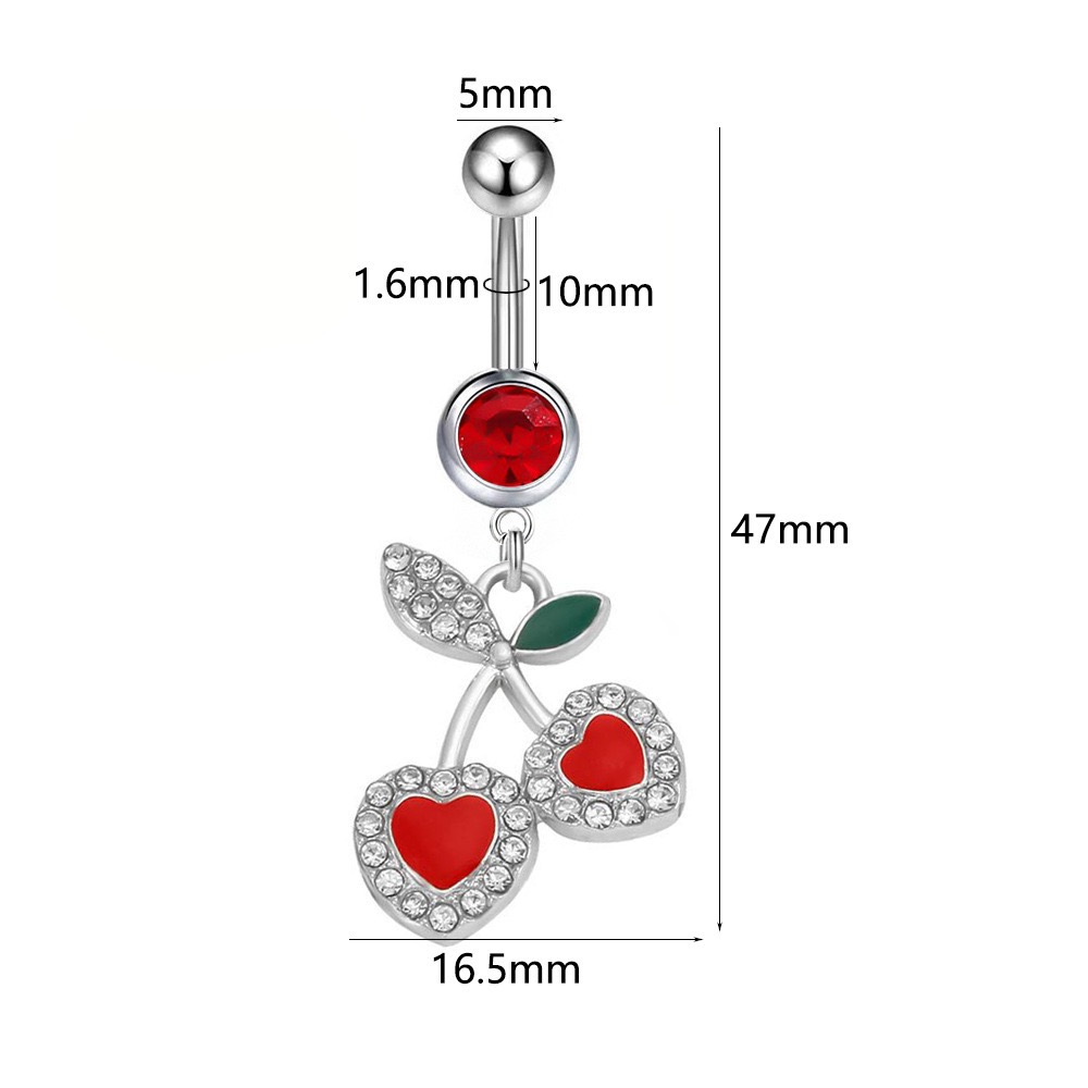 Red Cherry Navel Pendant Pierced Jewelry Buckle