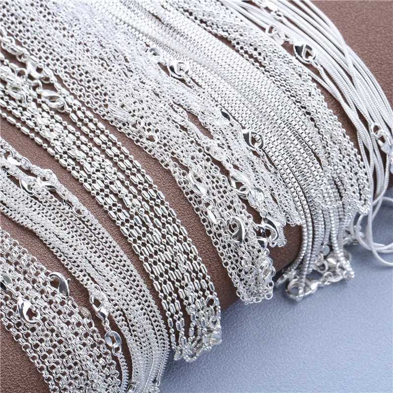 1pcs 925 Sterling Silver 16-30 Inches Rolo Bead Figaro Chain Necklace for Men Women 9 Designs Fashion Jewelry XJ250708