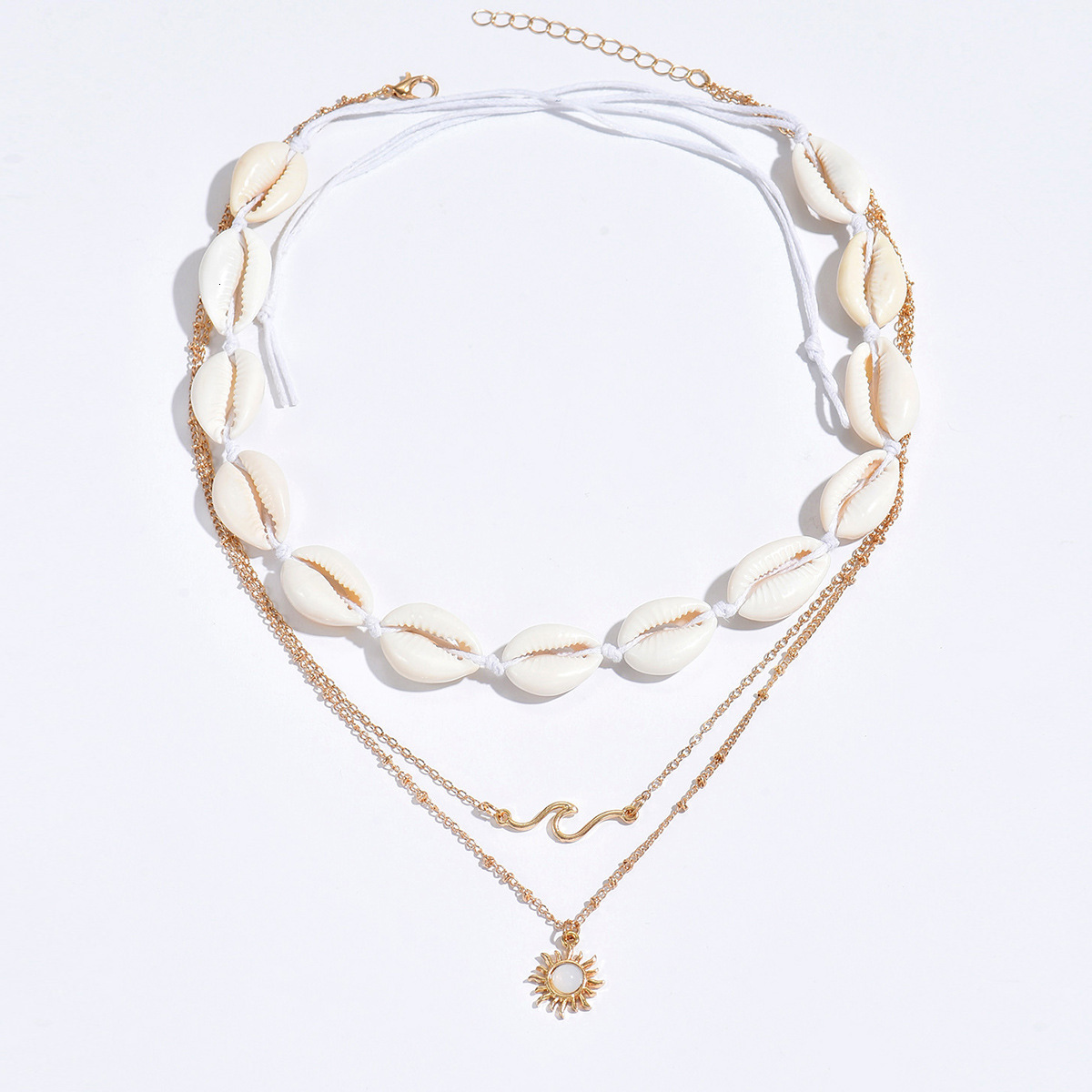 Ocean Style Shell Necklace for Women Simple Versatile Spiral Geometric Suower Pendant Collarbone Chain Jewelry for Women