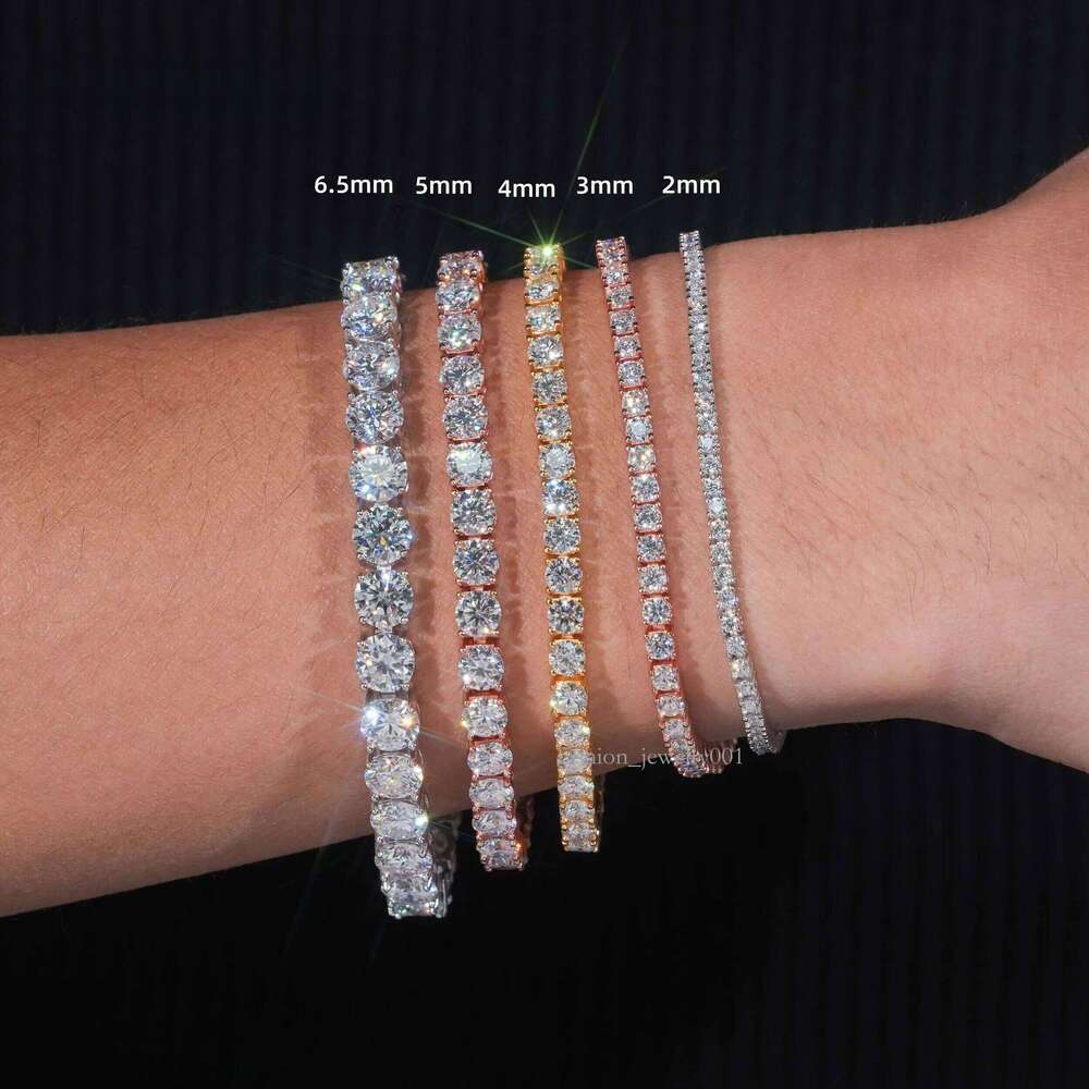 High-Quality Pass Drill Tester Hip-Hop Pure Sier 2mm Silicon Stone Tennis Chain Bracelet