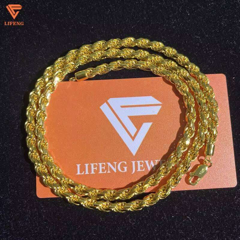 Custom Hip Hop Jewelry Rope Sterling Sier Cuban Link Chain Moissanite Dia Necklace Men Women