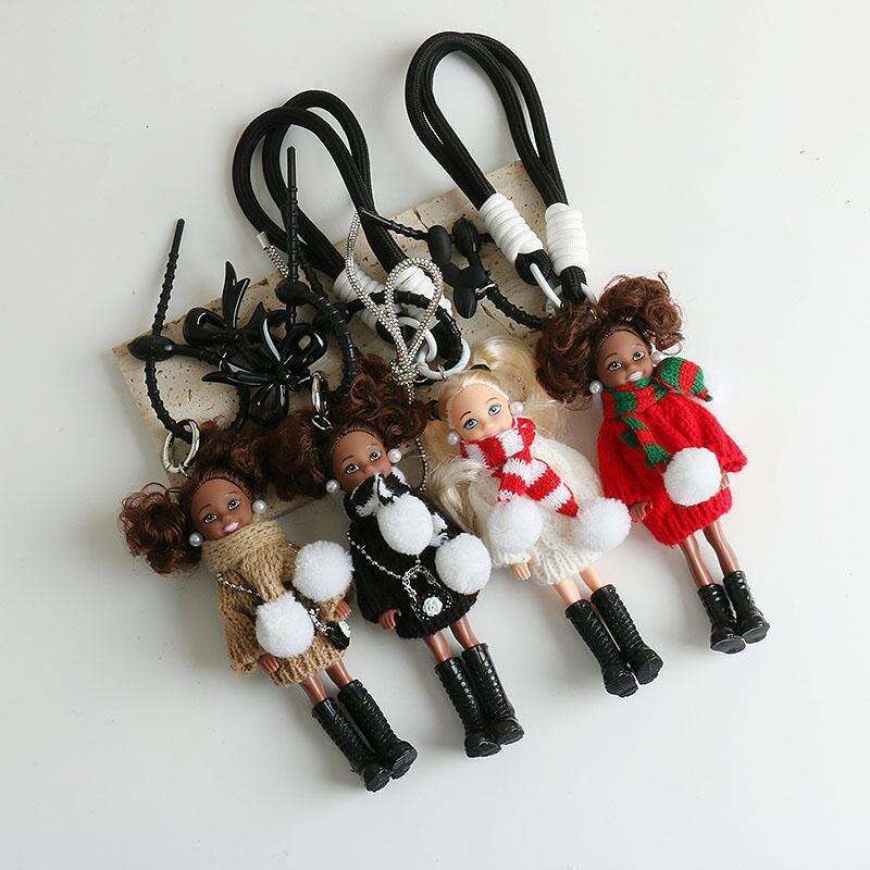 Bag Charms Bag Pendant High-End Fashionable Black Doll Keychain Backpack Strap