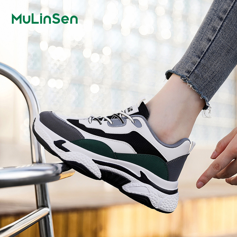 Mulinsen dad shoes for women all seasons women's shoes breathable mesh sports casual shoes all-match small height thick-soled shoes