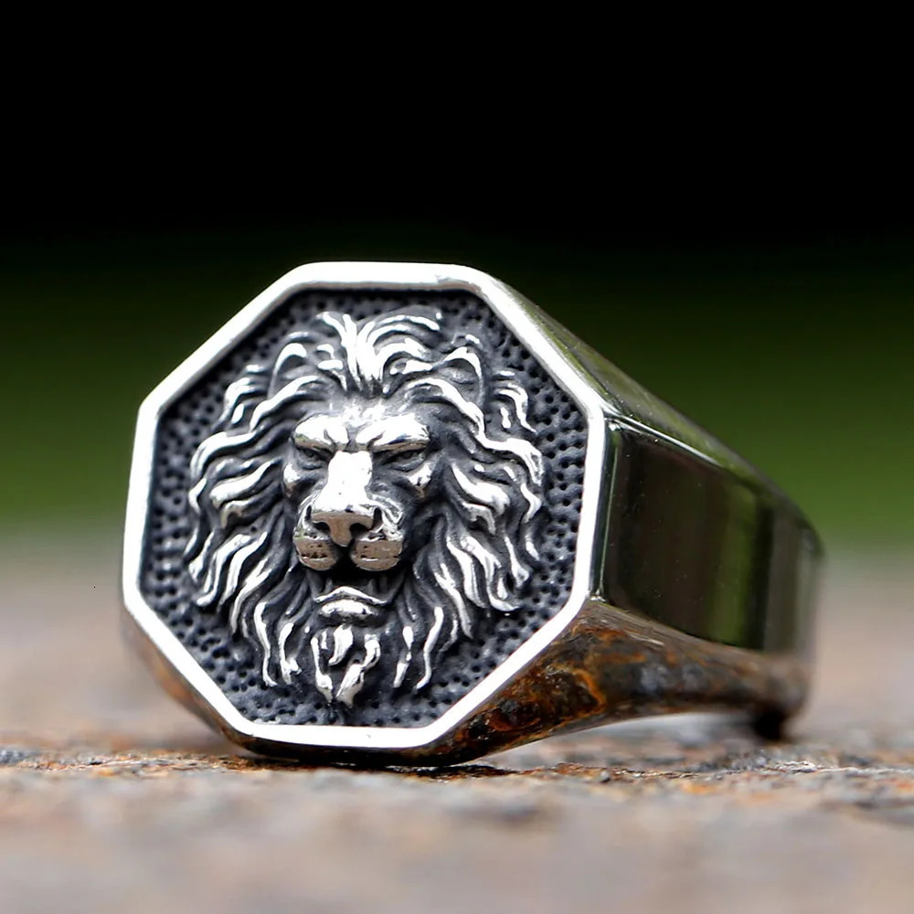 Detailed Stainless Steel 3D Lion Head Rings For Men Women Punk Trendy Domineering Vintage Animal Jewelry Gift 250723