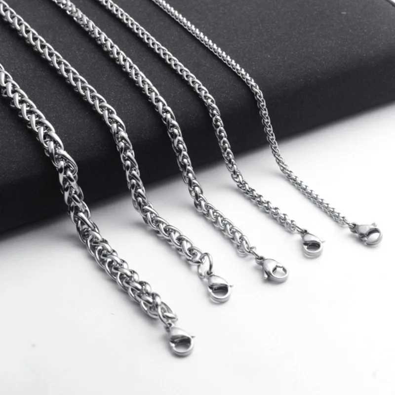 3MM-8MM Stainless Steel Twisted Chain Necklace For Men Women Neck Hand Chains Jewelry Accessories XJ250708