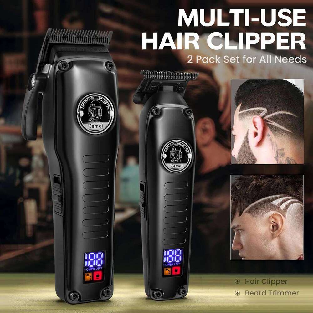 KEMEI Professional Set Hair Cutting hine Cordless Barber Clipper LED Display Beard Trimmer Men