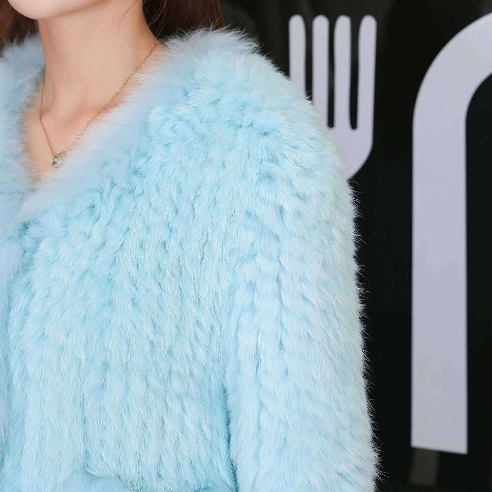 2024 Full Sleeves Outwear Autumn Winter Women Real Rex Rabbit Thick Coat 100% Natural Fur Warm Knitted Female Jacket