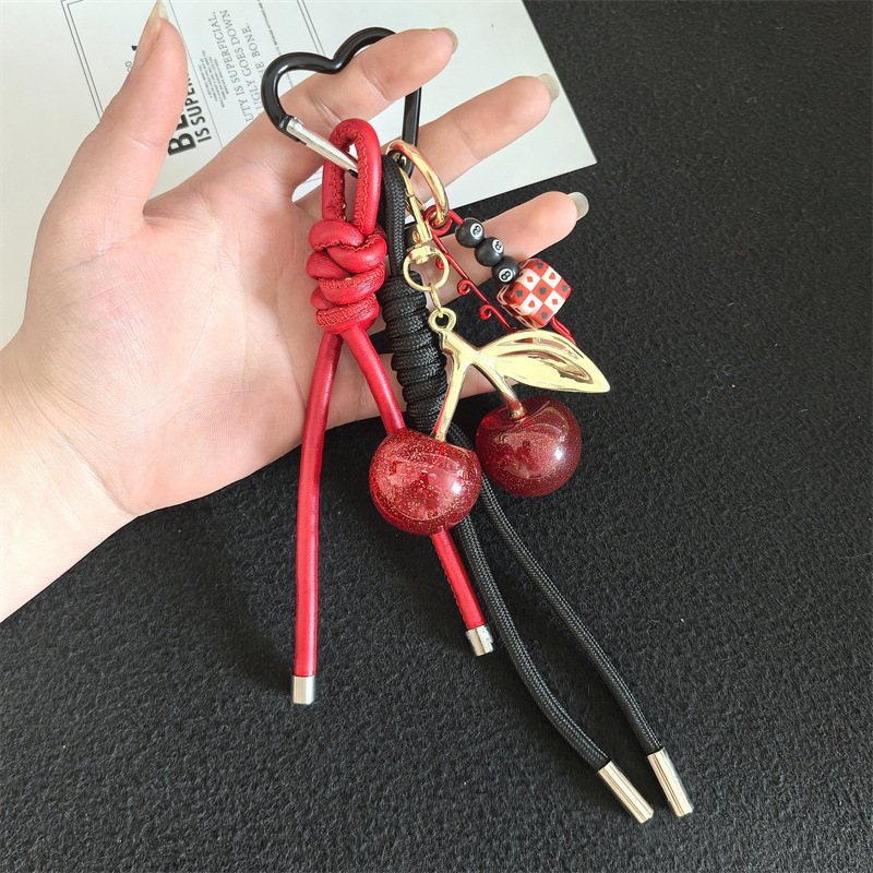 High-end Miu Series Bag Pendant Unique Cherry Accessories Keychain Hanging Decoration Korean Style Ins High-Value Backpack Pendant 250726