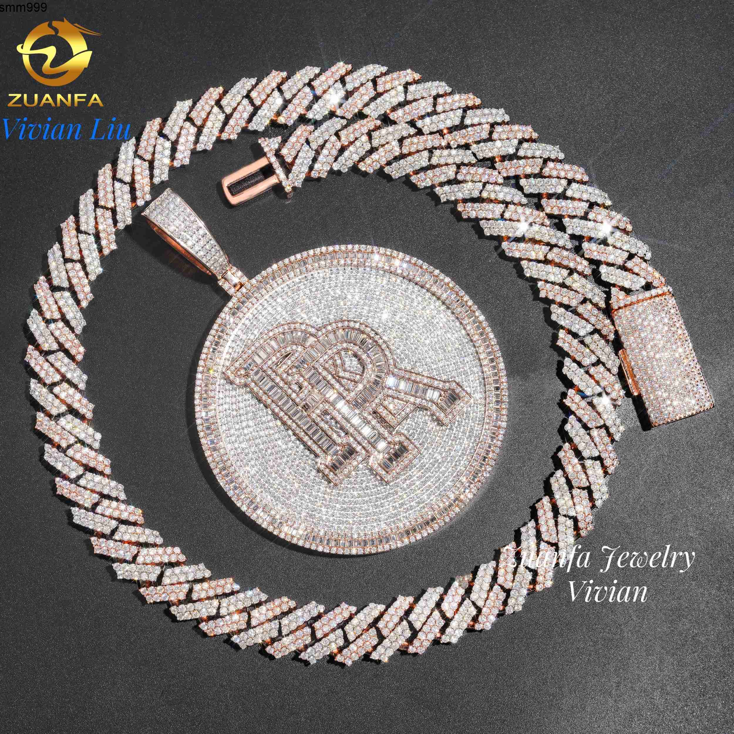 Sterling Silver 925 Pendants Vvs Moissanite Lab Diamond Custom Hip Hop Iced Out Chain Letter Name Pendant