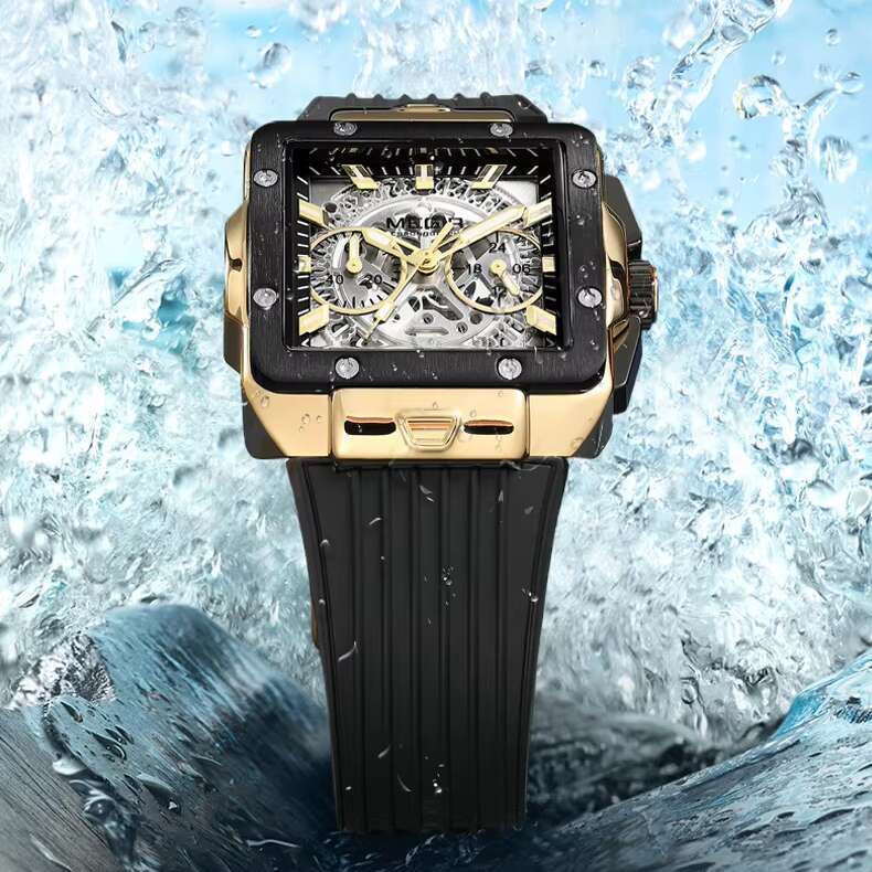 DHwatches MEGIR 2228 Men's Square Sport Watch - Chronograph, Luminous, 30M Waterproof, Silicone Strap, Fashion Quartz Watch with Date