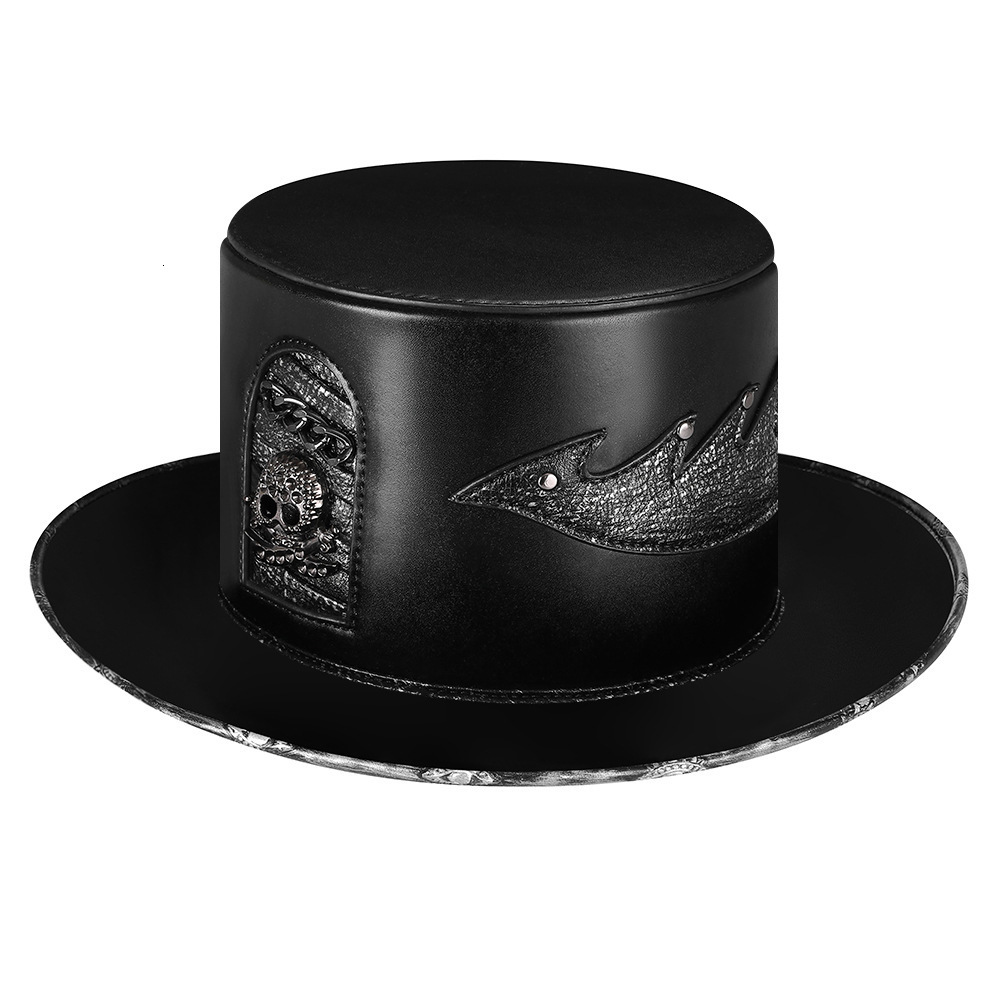 Halloween Punk Plague Doctor Prop Flat Big Brim Magic Gentleman Top Hat for Women ddmymoon
