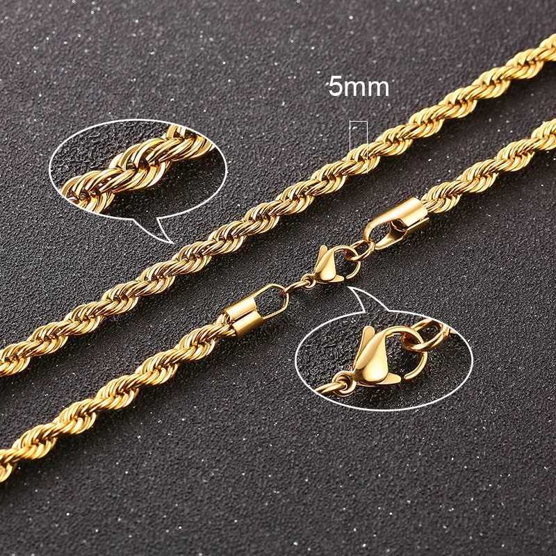 2/3/4/5/6 MM Rope Chain Necklaces For Men Women Twisted Singapore Links Choker Basic Casual Punk Rock Stainless Steel Jewelry XJ250708