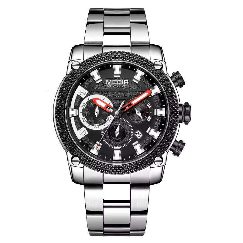 MEGIR Men's Business Chronograph Watch - 47mm Stainless Steel, Waterproof, Date - Professional Style Watch