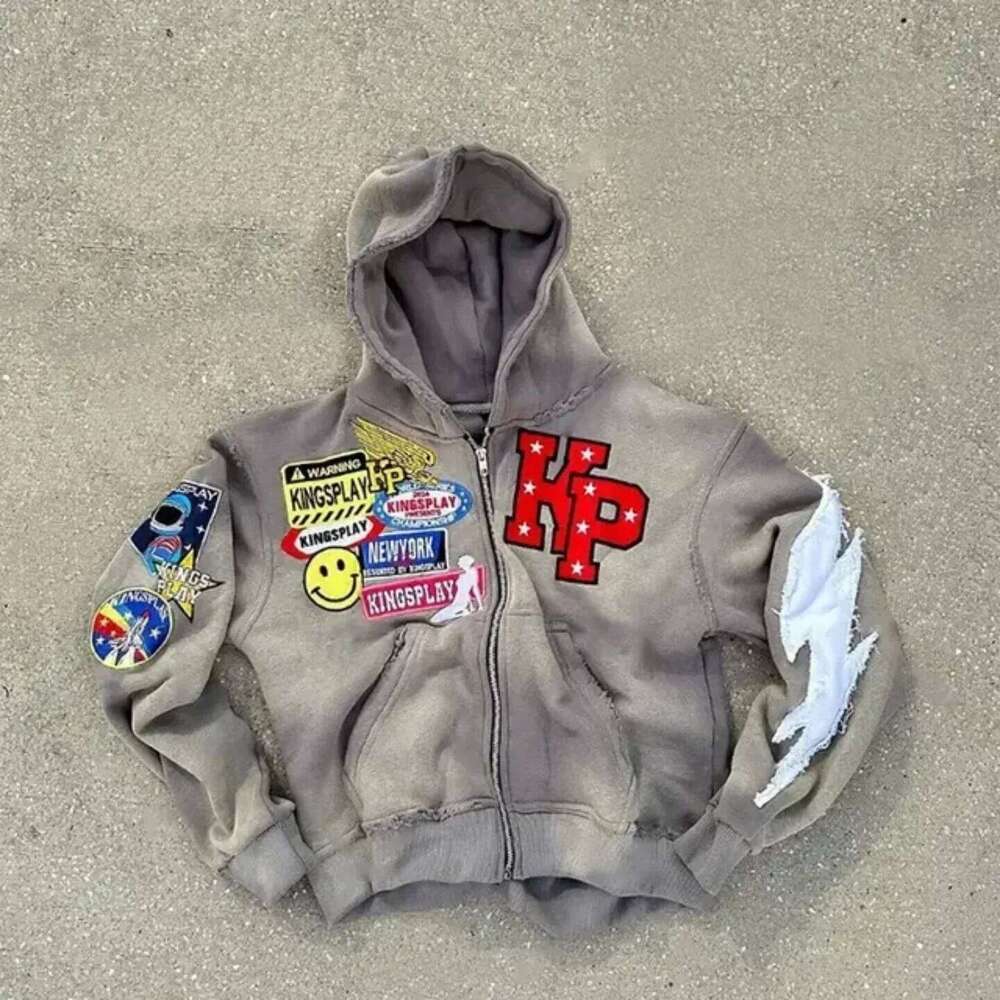 American Retro Zipper Y2k Clothes Mens Womens Haruku Hip Hop Cartoon Graphics Oversized Hoodies Sweatshirts Jackets