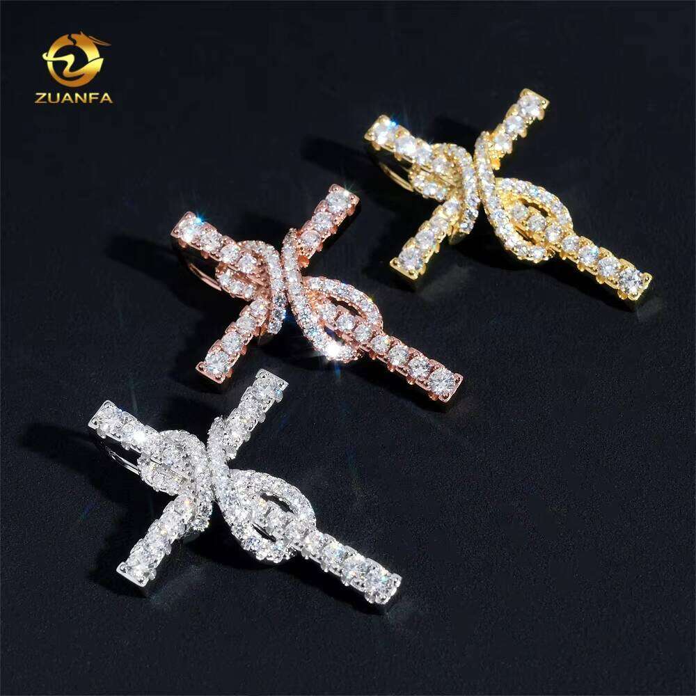 Wholesale Price Ice Out Jewelry Designer Hip Hop S Sterling Sier Vvs Moissanite Dia Cross Pendant for Necklace