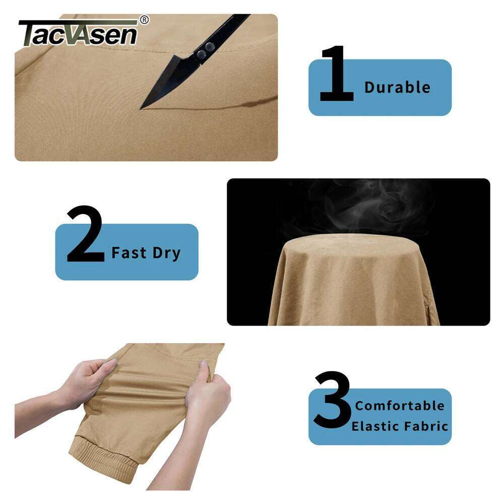 TACVASEN Cotton Cargo Mens Casual Multi-Pockets Working Pants Elastic Waist Drawstring Trekking Hiking Pant Work Trousers