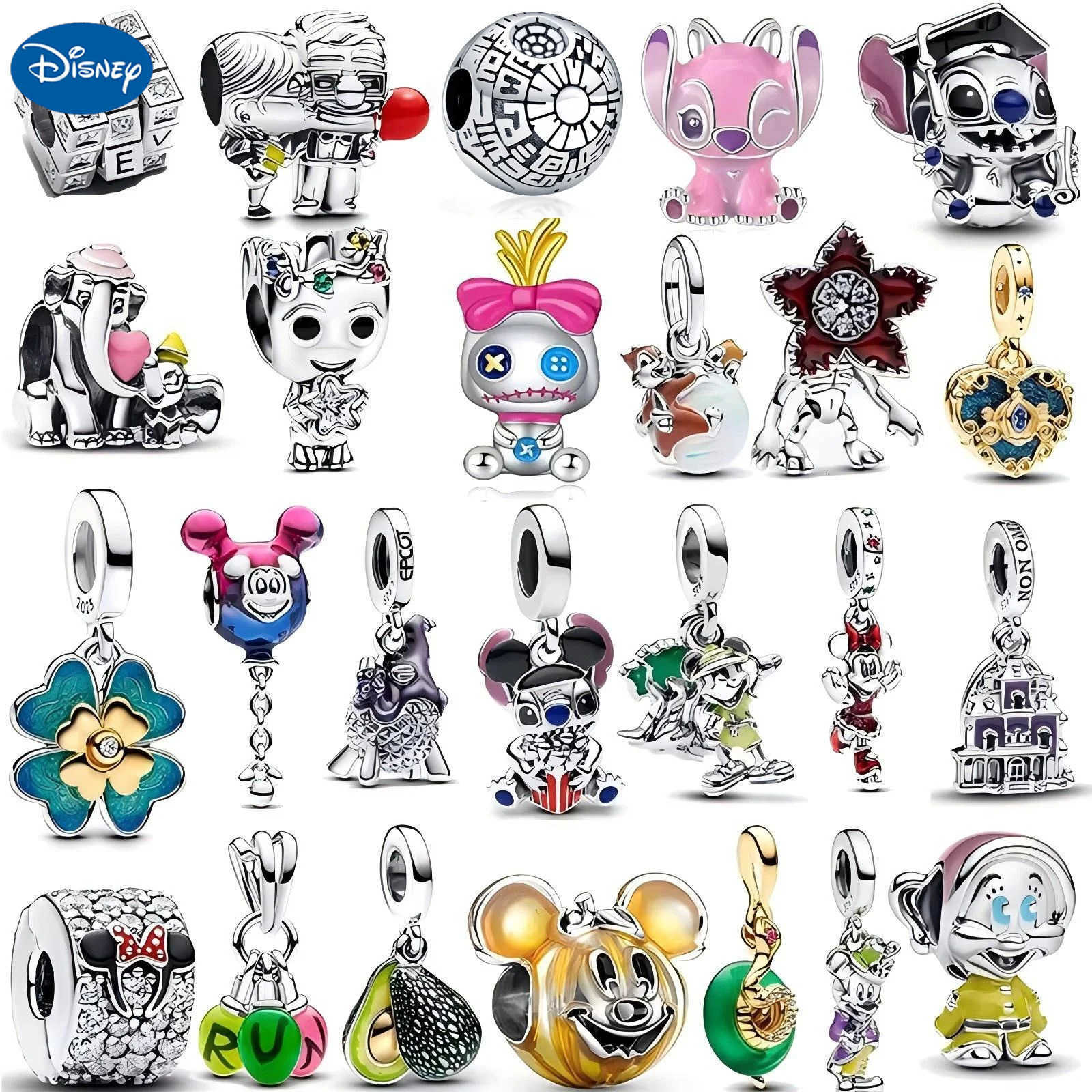 Disney 925 Silver Plated Pendant Beads Suitable for Original DIY Accessories Bracelet Womens Fashion Gift Jewelry Charms W20250728