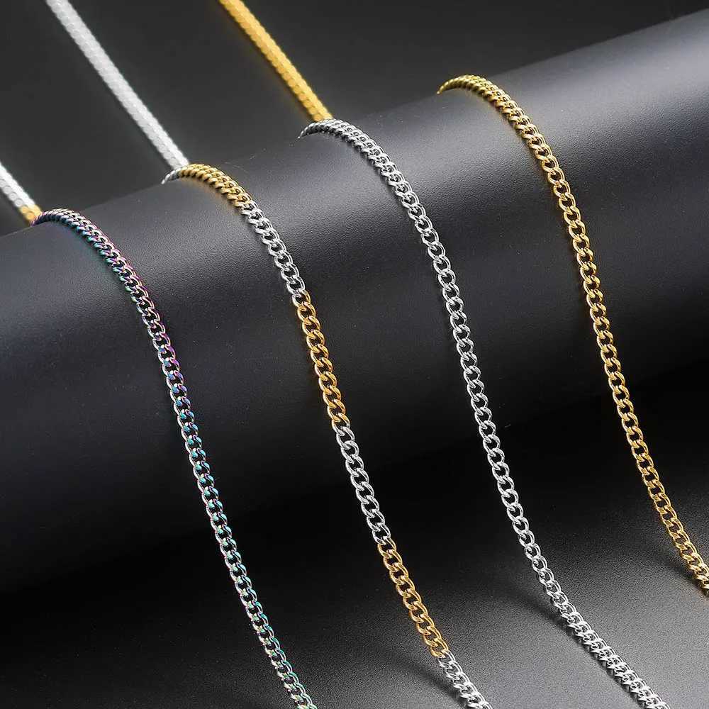 Mens Cuban Chain Necklace 3/5mm 60cm Stainless Steel Minimalist Silver Color Fashion Hip Hop Jewelry Trend Accessories Gifts XJ250708