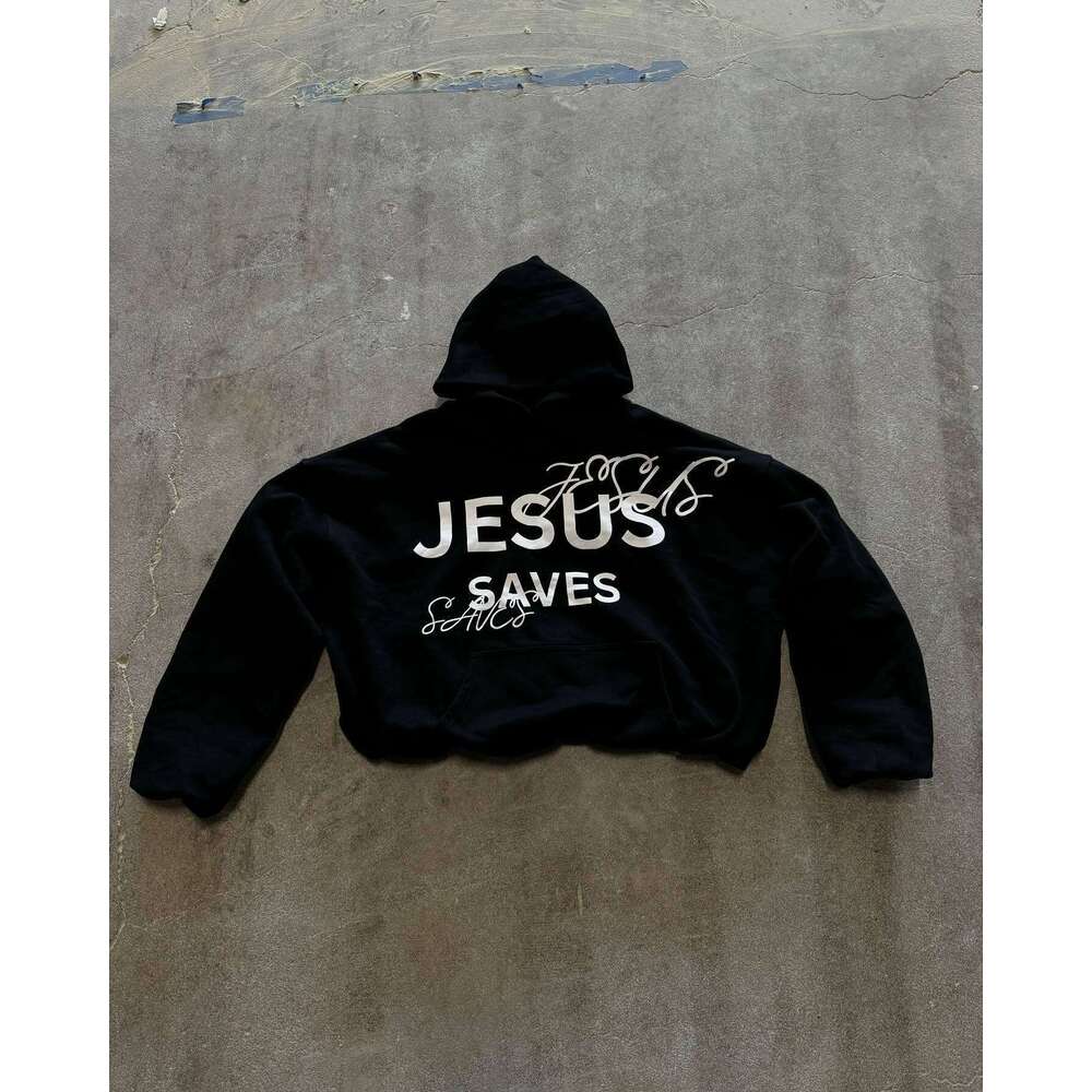 International Station Letter Print Hoodie Set Unisex Loose Fit Hooded Sweatshirt