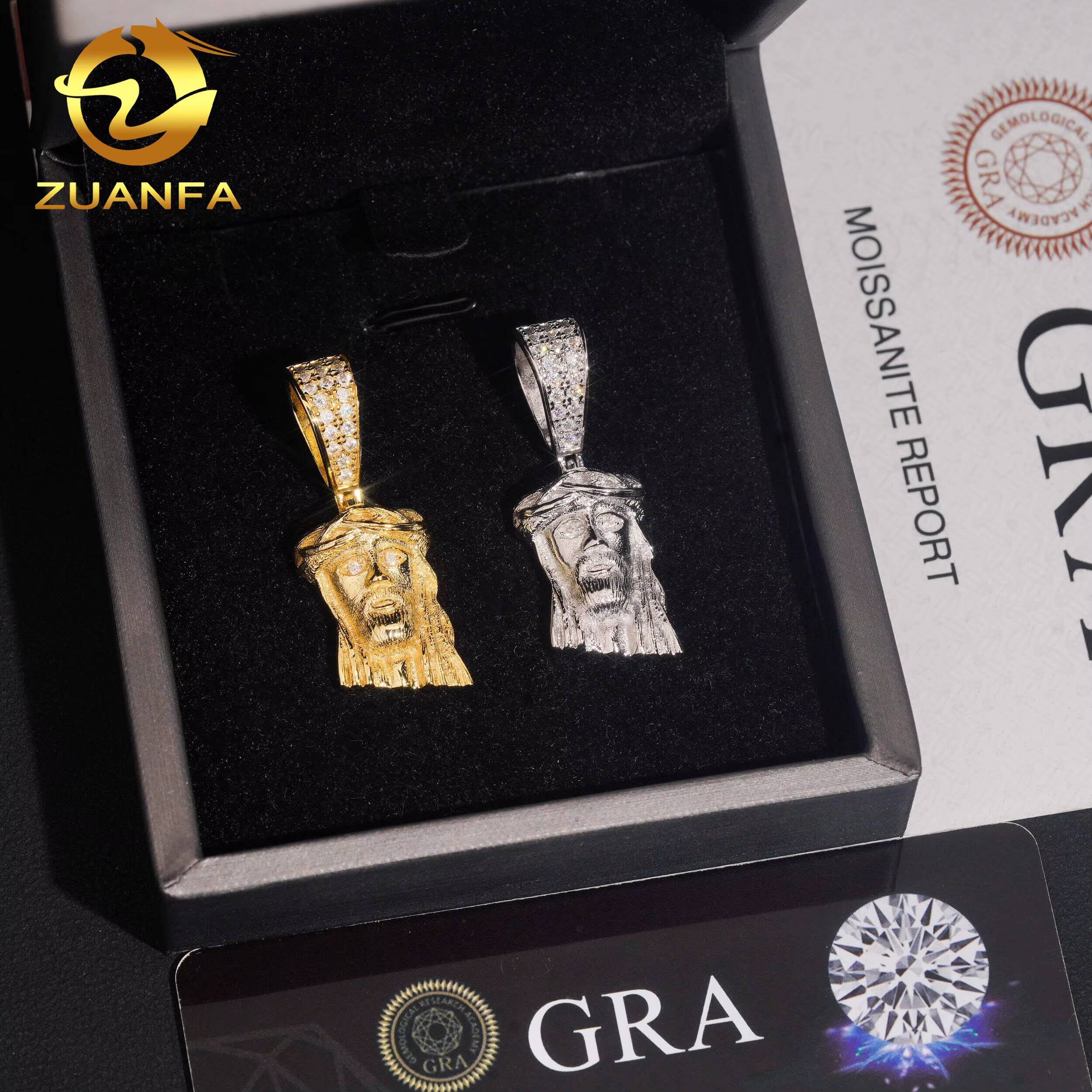 Wholesale Price Jesus Moissanite Pendant Hip Hop Iced Out Design 925 Sterling Silver Gold Plated Moissanite Pass Diamond Tester