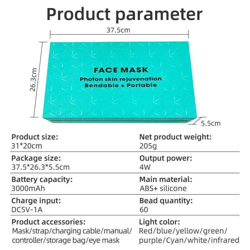 7+1 Colors LED Face and Neck with 850NM Near-infrared Rechargeable Red Light Therapy Mask Skin Care Device for Anti-Aging