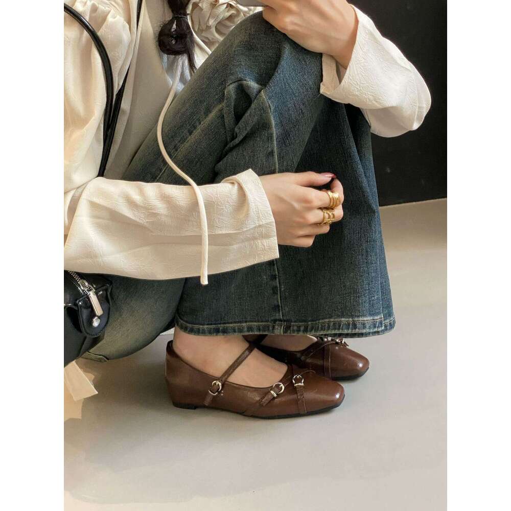 Cross Strap Single Women, French Fashion Women's Shoes, Soft Sole, Comfortable Outdoor Wear, High-End Mary Jane Shoes for Women