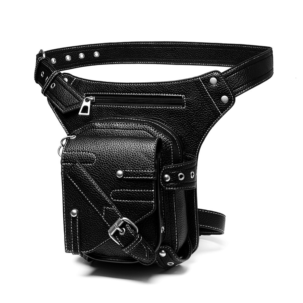 Women Leg Chain Motorcycle PU Leather Outdoor Men Waist Bag ddmymoon