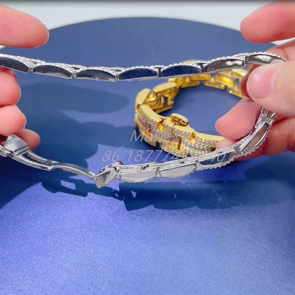 15mm Wide baguette Moissanite Hip Hop Jewelry Fashion Icedout Luxury Bracelet Moissanite Chain Cuban Link Chain