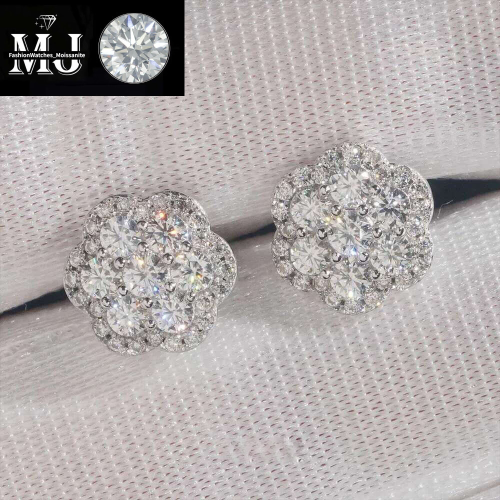 Elegant Dazzg Trendy wer 10MM Moissanite Dia Ear Studs For Men Women Hip Hop Jewelry Fine Earrings 10K Solid Gold
